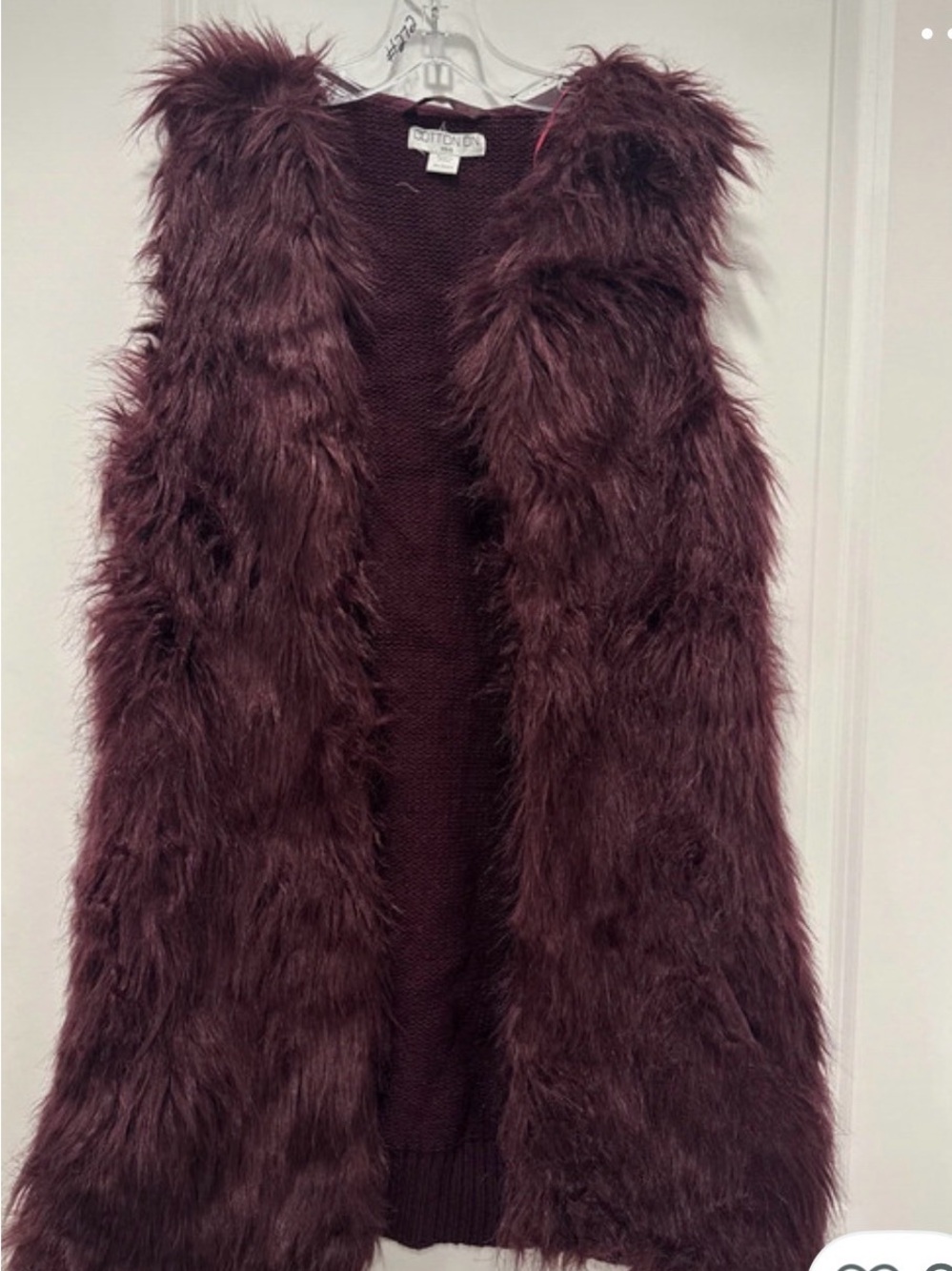 Women's cotton non-brand extra small sweater vest w faux fur front